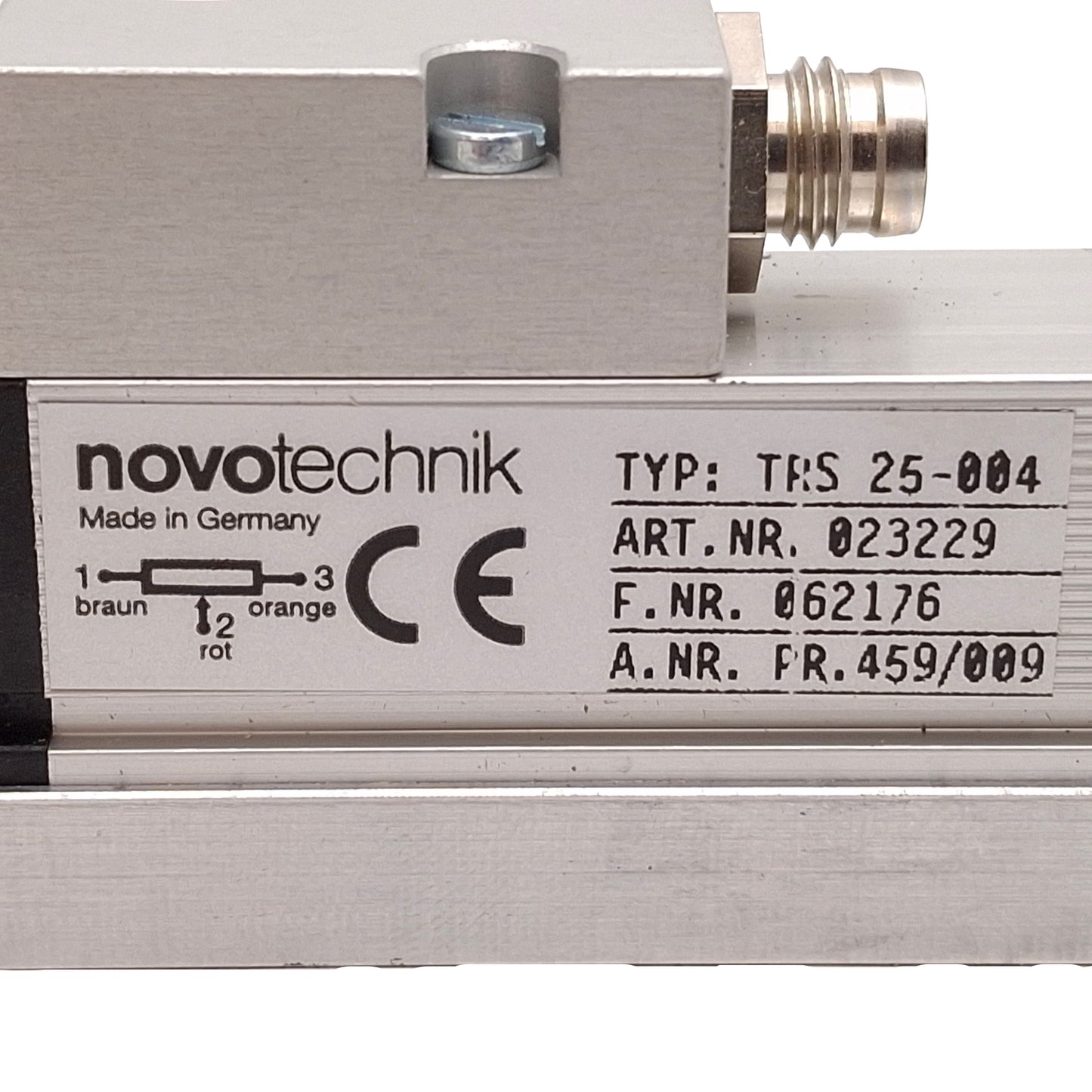 Used Novotechnik TRS-0025-004 Linear Position Transducer, 0-25mm, M8 4-Pin, 42VDC