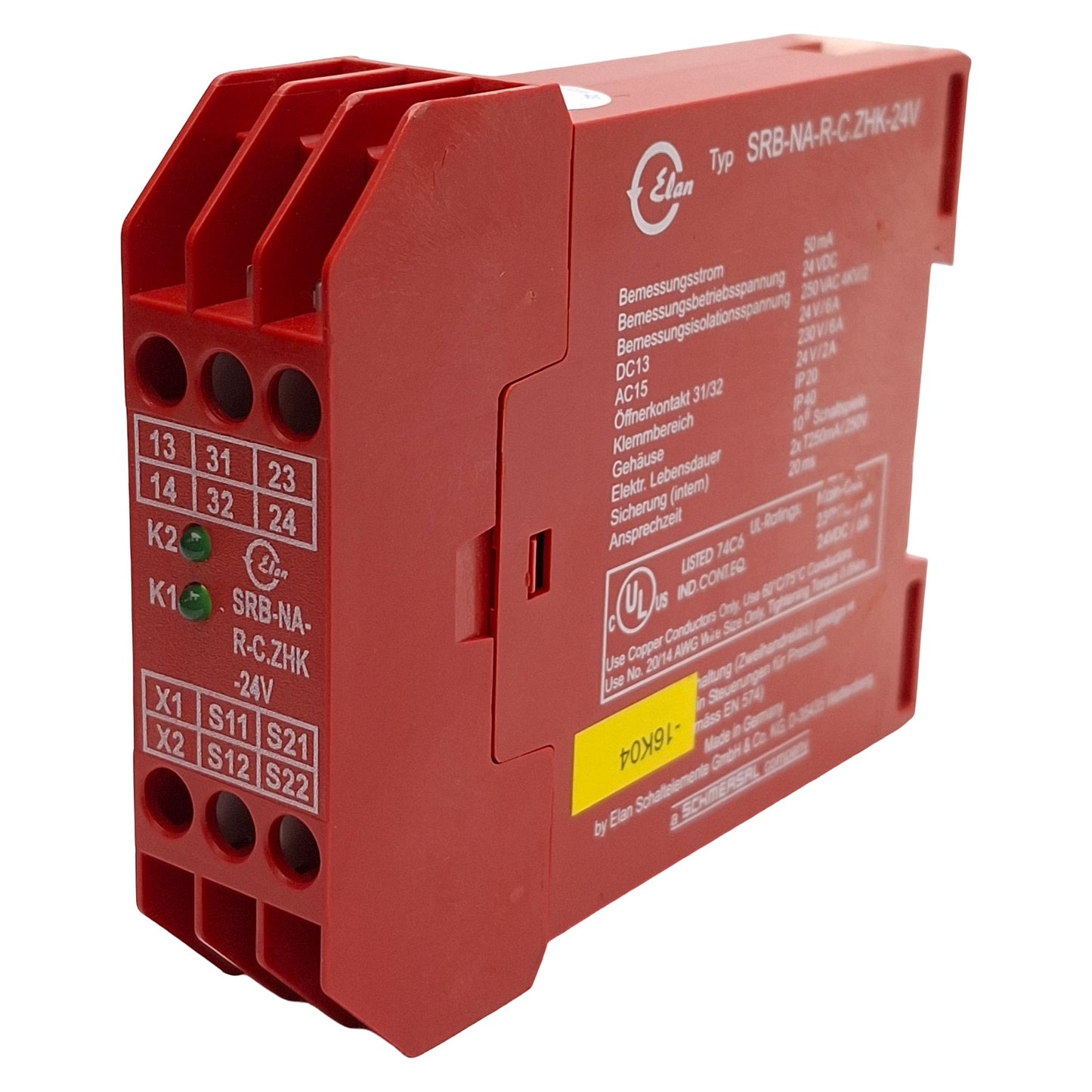 Used Schmersal Elan SRB-NA-R-C.ZHK-24V Safety Relay Module, 3NO+1NC, 24VDC, DIN Rail