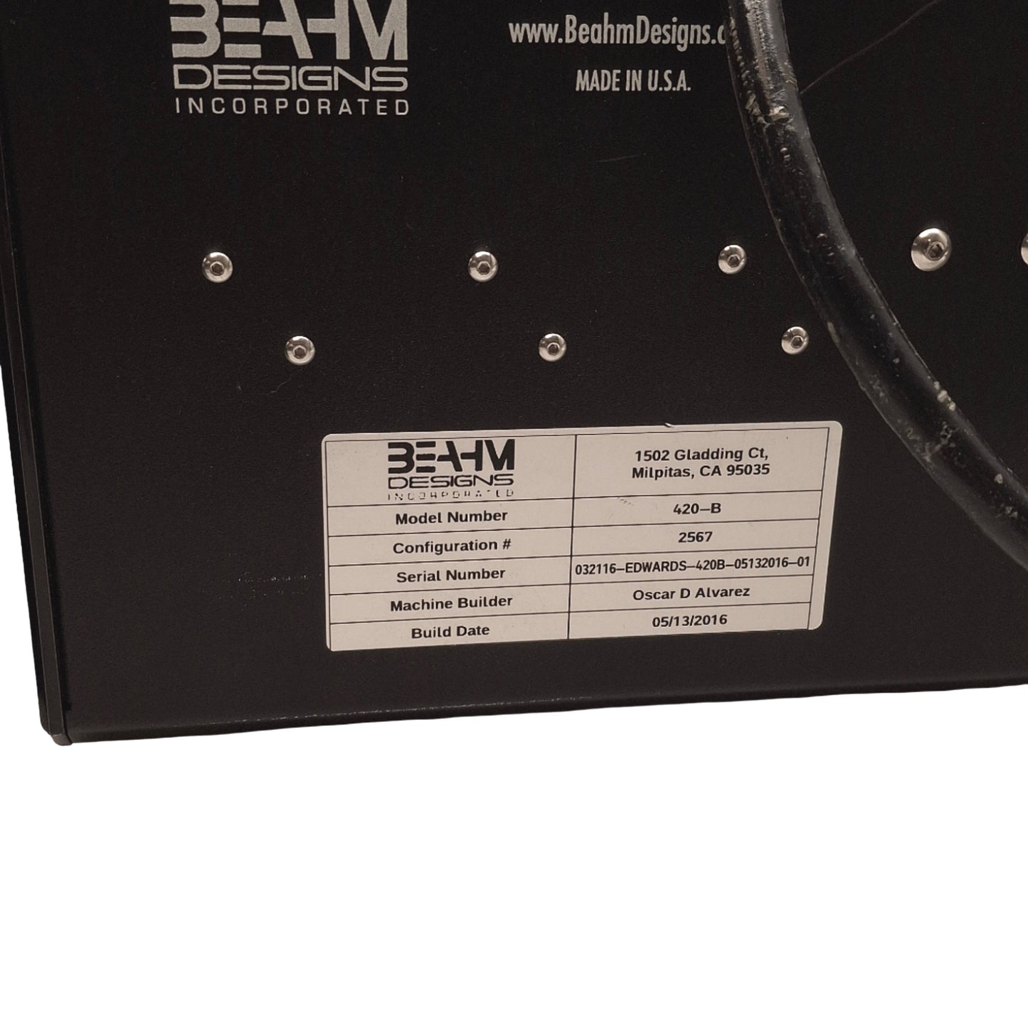 Used Beahm 420-B Axial Compression Thermal Bonder 29Fr Max, 120VAC, 100-125psi