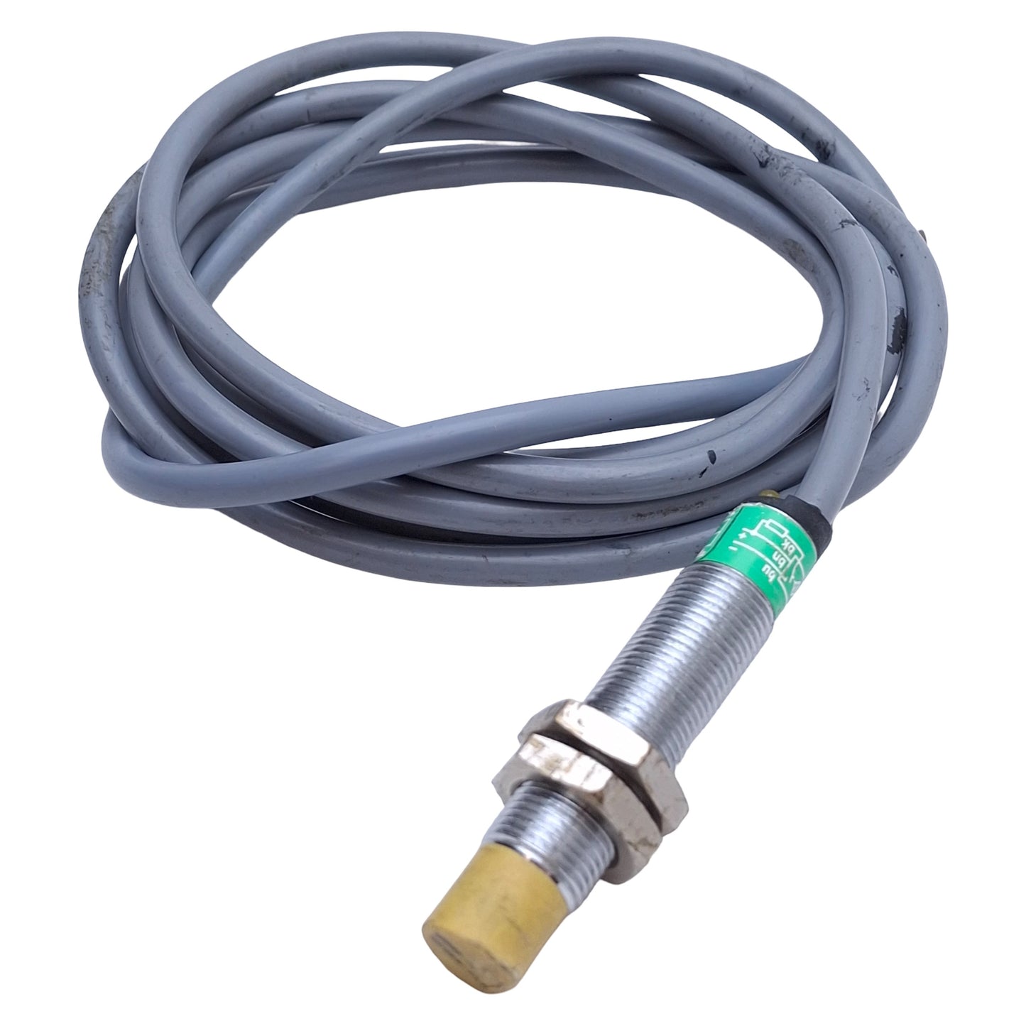 Used Turck Bi2U-M12-AN4X Proximity Sensor 10-65VDC, Barrel M12, 2mm Range, 6ft Cable