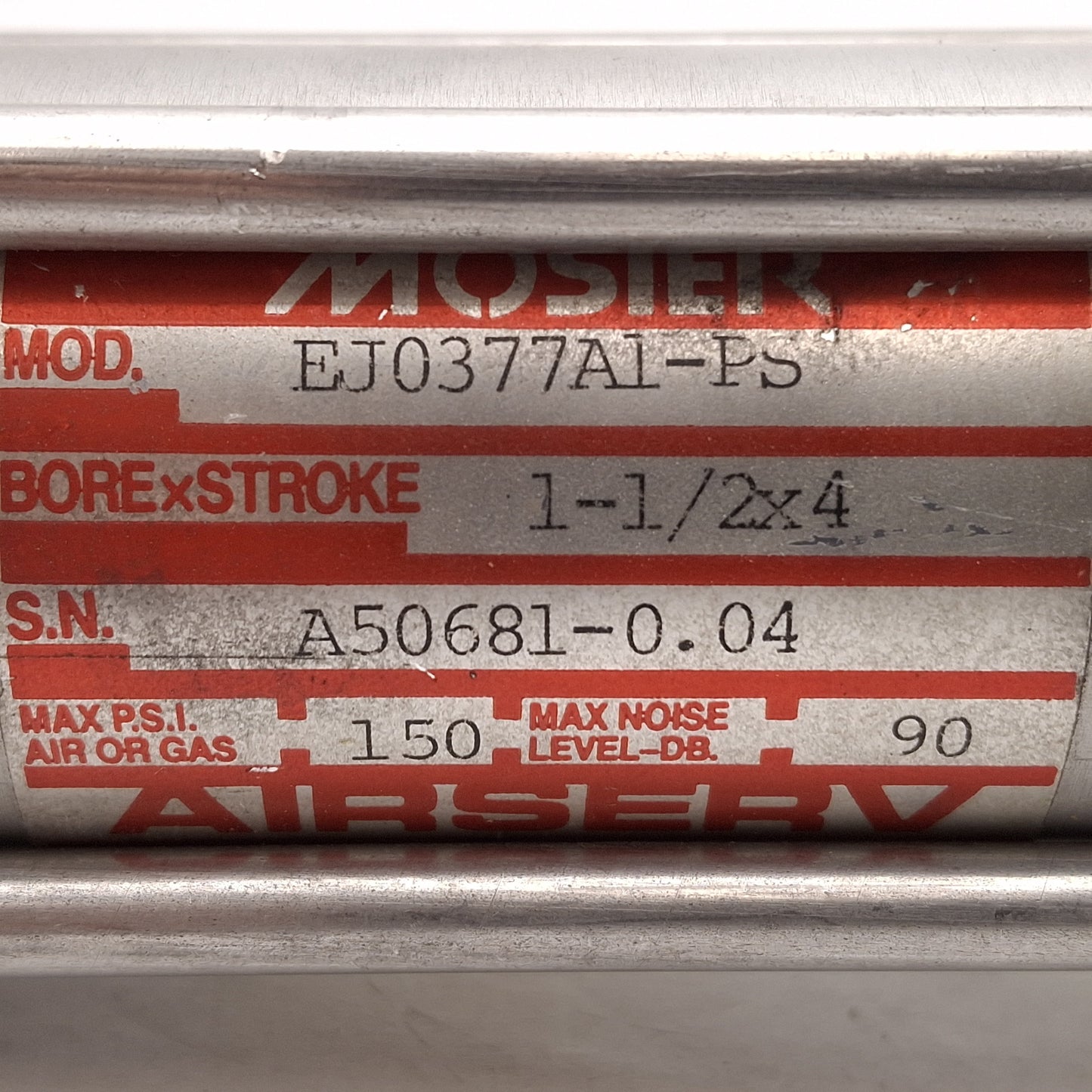 Used Mosier EJ0377A1-PS Pneumatic Cylinder, ø1-1/2in Bore, 4in Stroke, 150psi, 3/8NPT