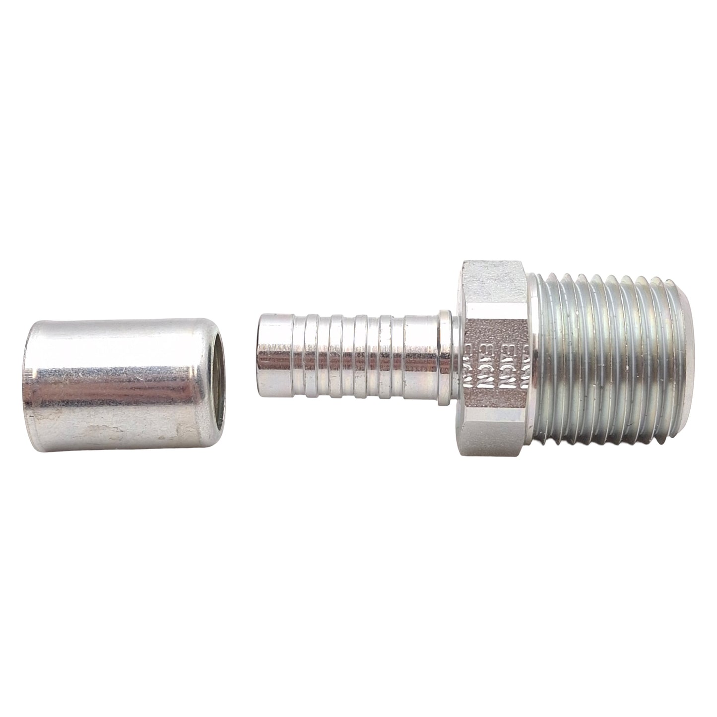 New Danfoss FC9846-0808S Pneumatic Steel Crimp Fitting, 1/2in NPT, Dash 08 Hose Barb