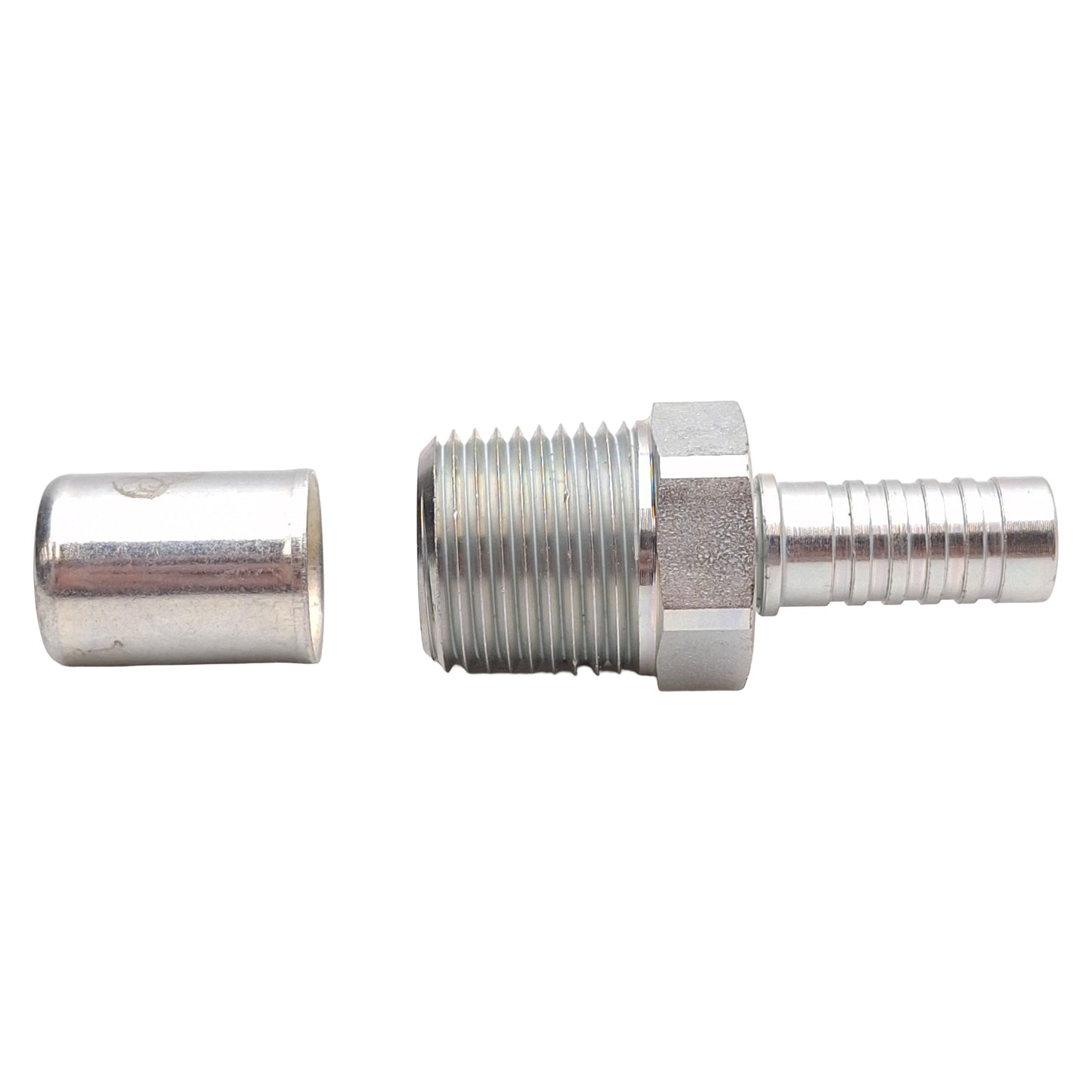 New Danfoss FC9846-0808S Pneumatic Steel Crimp Fitting, 1/2in NPT, Dash 08 Hose Barb