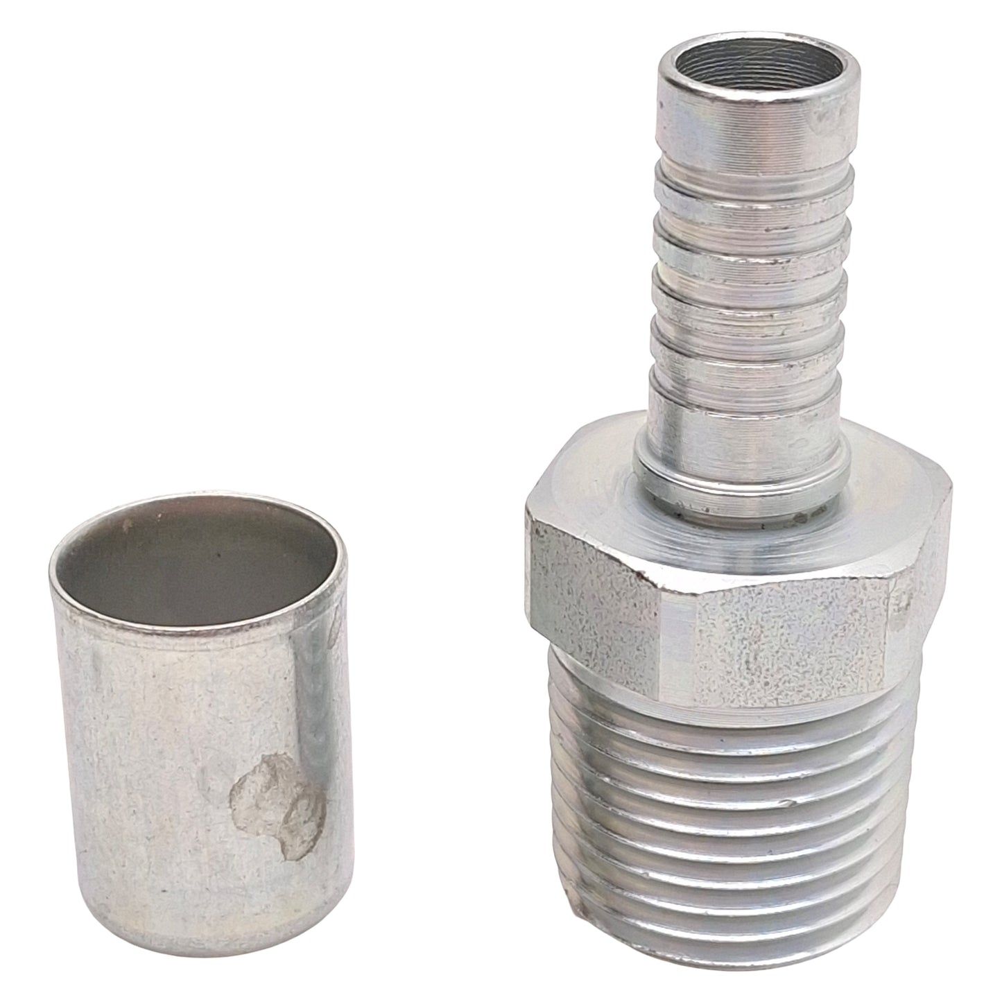 New Danfoss FC9846-0808S Pneumatic Steel Crimp Fitting, 1/2in NPT, Dash 08 Hose Barb