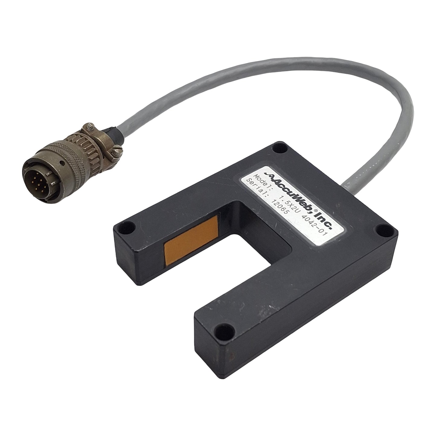 Used Accuweb 1.5x2U 4042-01 Ultrasonic Web Sensor, 5mm Range, 38mm Gap, For Micro Ser