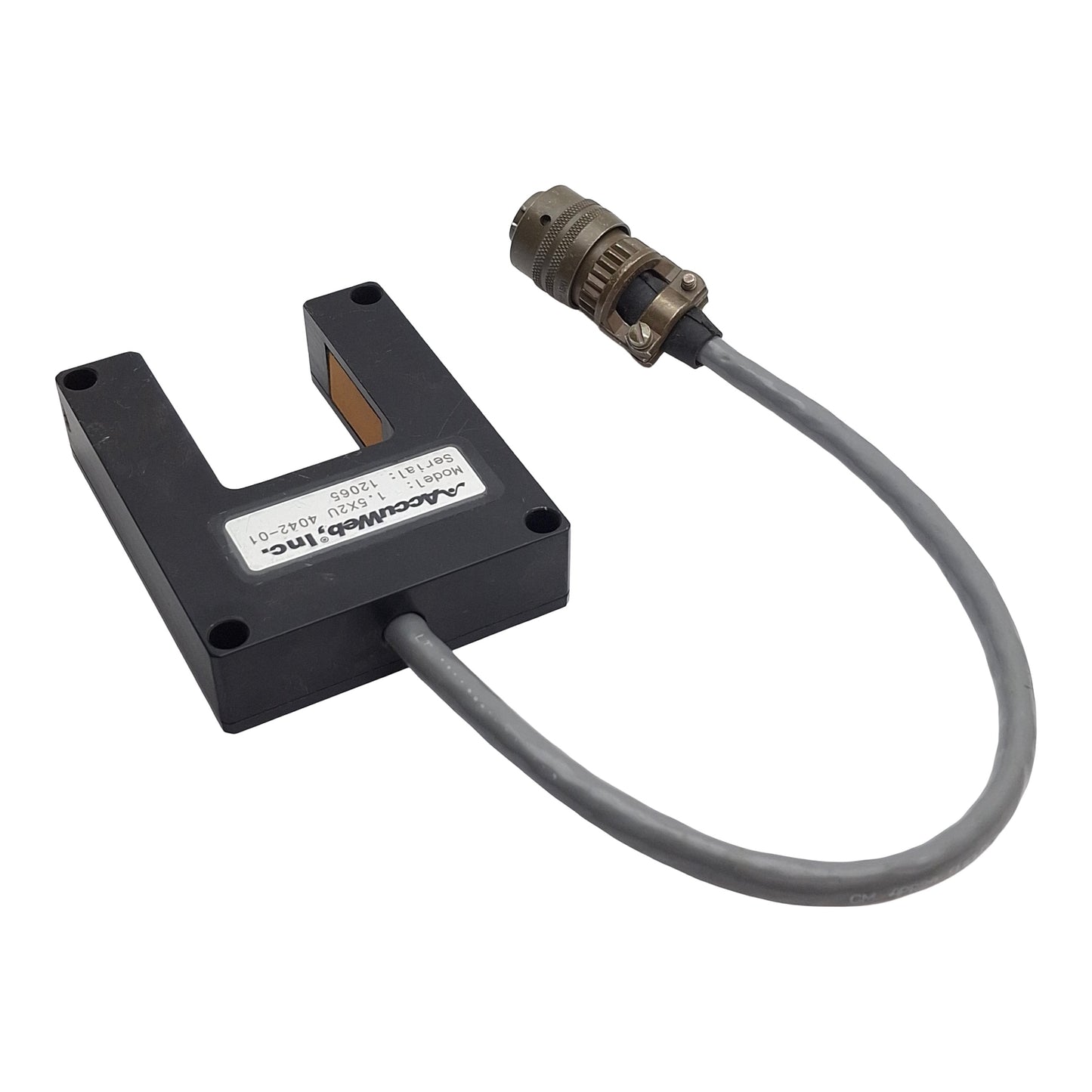 Used Accuweb 1.5x2U 4042-01 Ultrasonic Web Sensor, 5mm Range, 38mm Gap, For Micro Ser