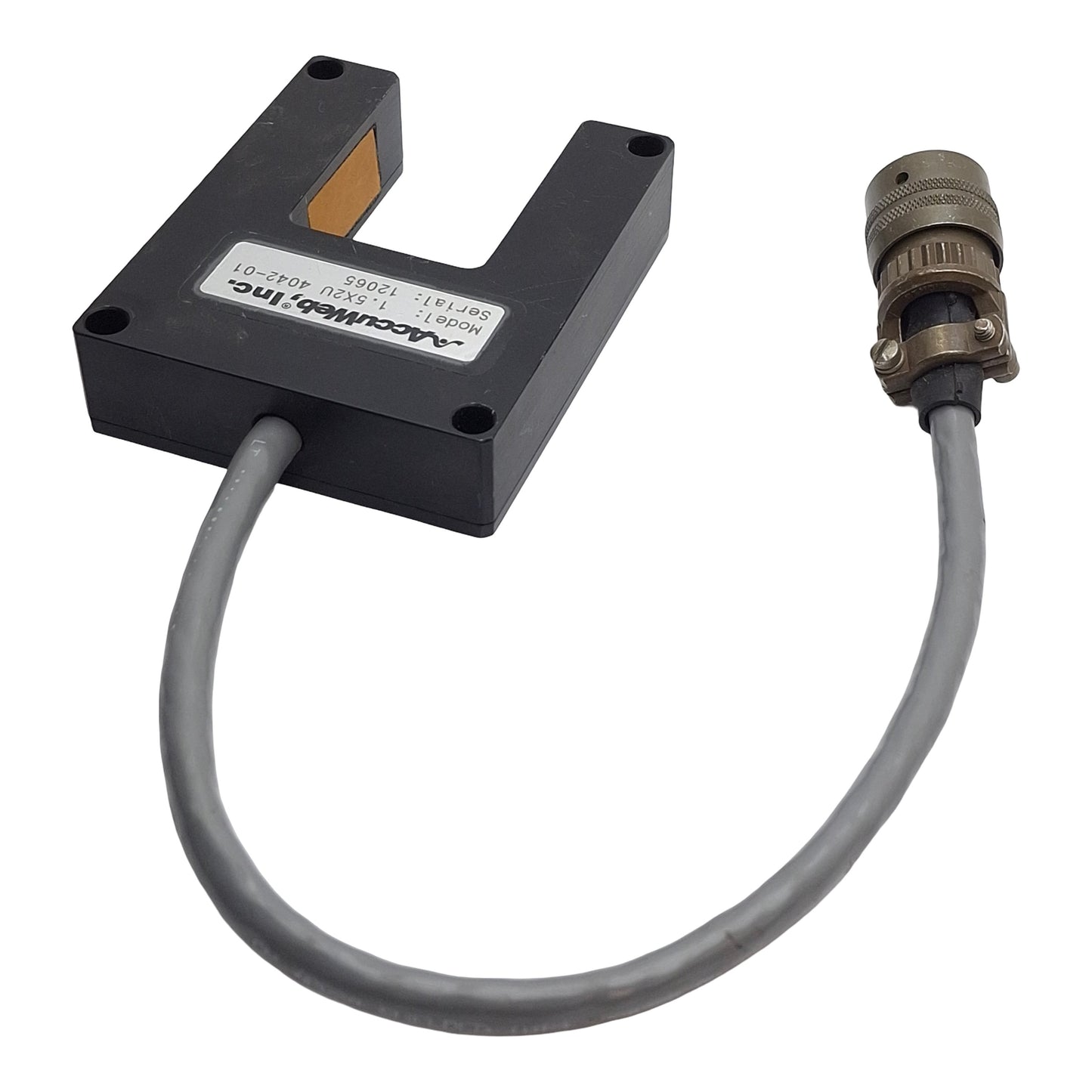 Used Accuweb 1.5x2U 4042-01 Ultrasonic Web Sensor, 5mm Range, 38mm Gap, For Micro Ser