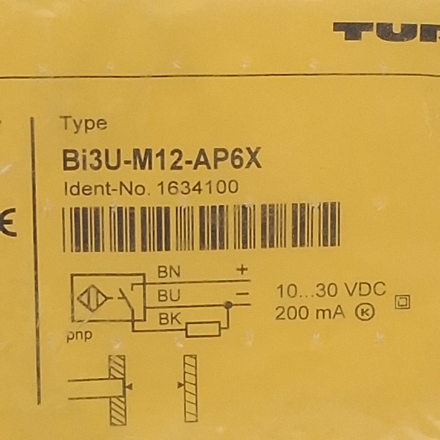 New Turck Bi3U-M12-AP6X Inductive Sensor PNP/NO, 3mm Range, 10-30VDC, M12 Barrel, 2m