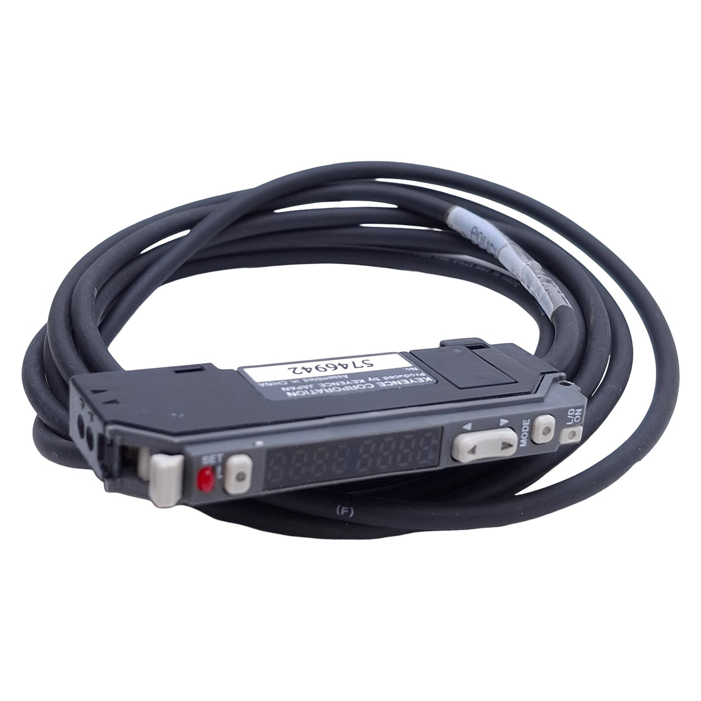 Used Keyence FS-V21R Photoelectric Sensor Amplifier NPN, 6ft Cable *Missing Cover*