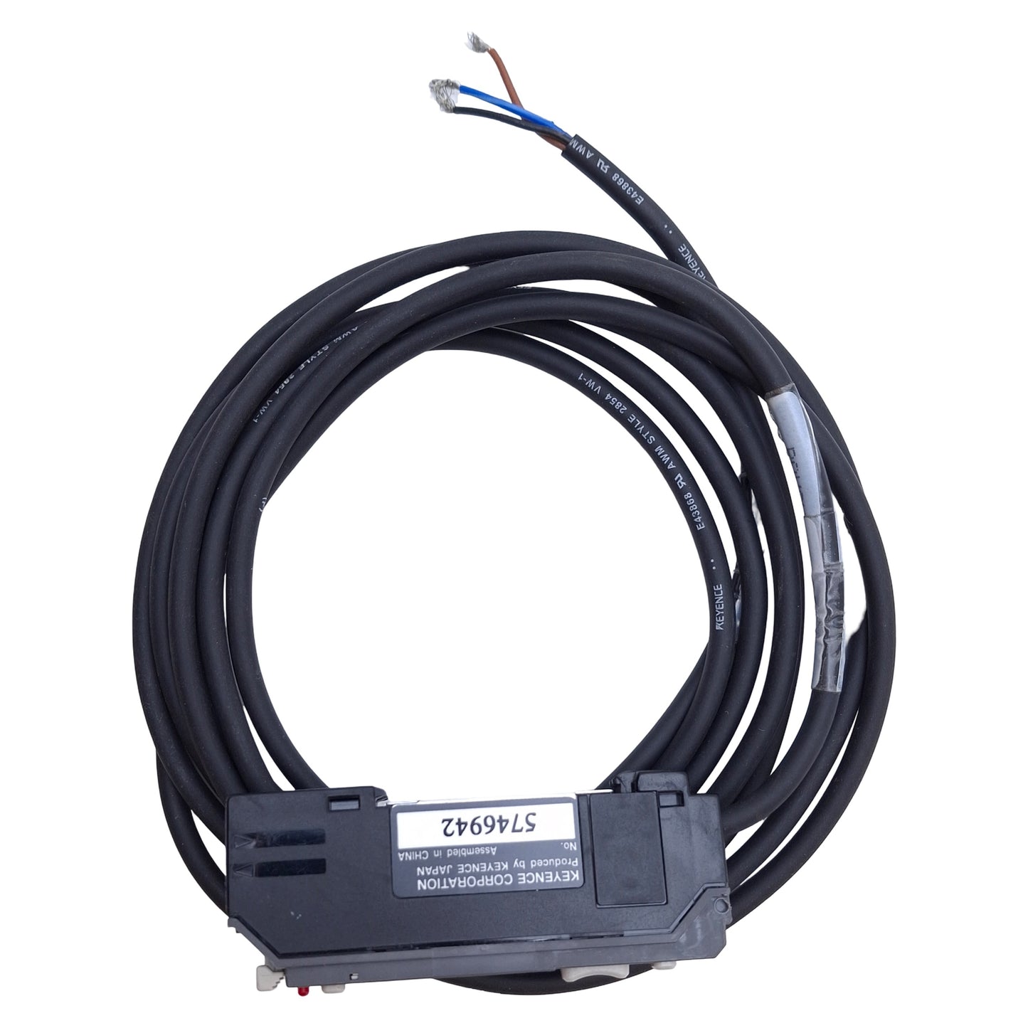 Used Keyence FS-V21R Photoelectric Sensor Amplifier NPN, 6ft Cable *Missing Cover*