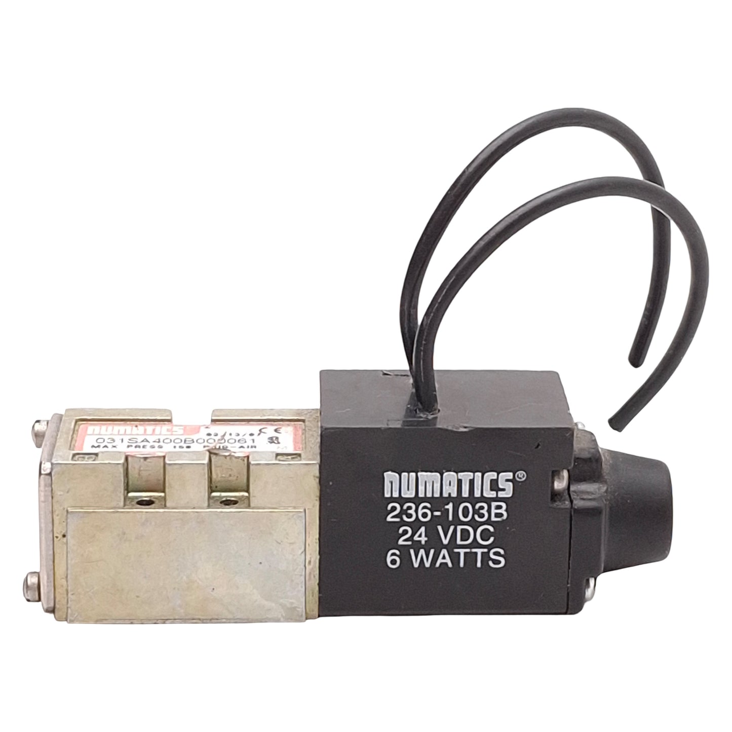 Used Numatics 031SA400B000061 Solenoid Valve, 4-Way 2-Position, 150psig, 24VDC Coil