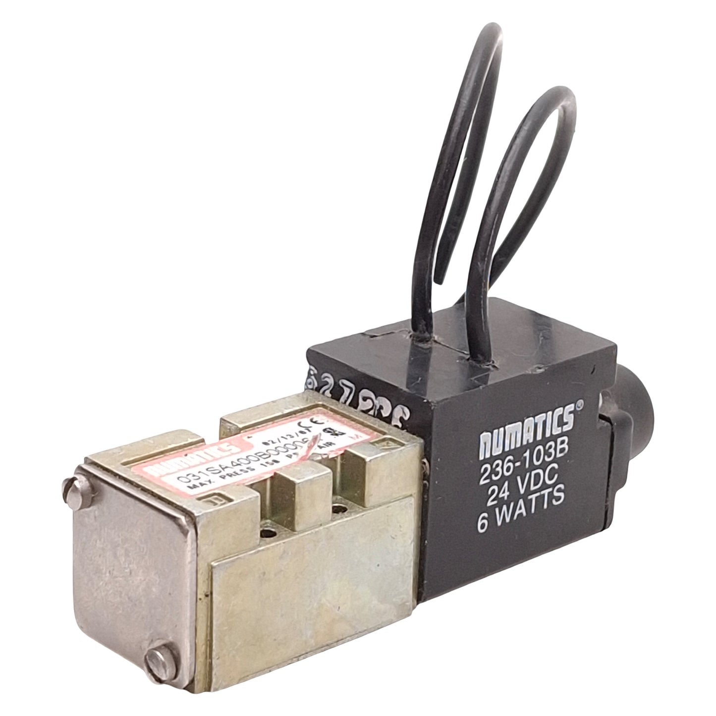 Used Numatics 031SA400B000061 Solenoid Valve, 4-Way 2-Position, 150psig, 24VDC Coil