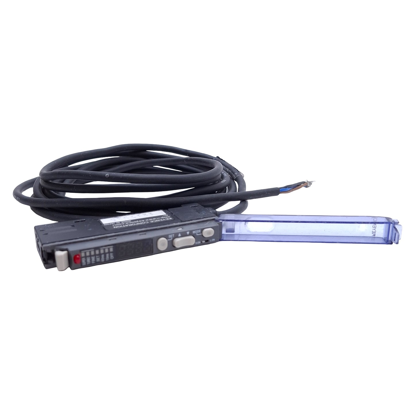 Used Keyence FS-V11 Fiber Optic Sensor Amplifier, NPN, 250µs RT, 12-24VDC, 6ft