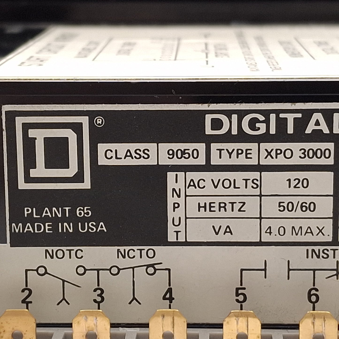 Used Square D 9050 XPO 3000 Digital Solid-State Timer Relay, 999sec, 120VAC 4A