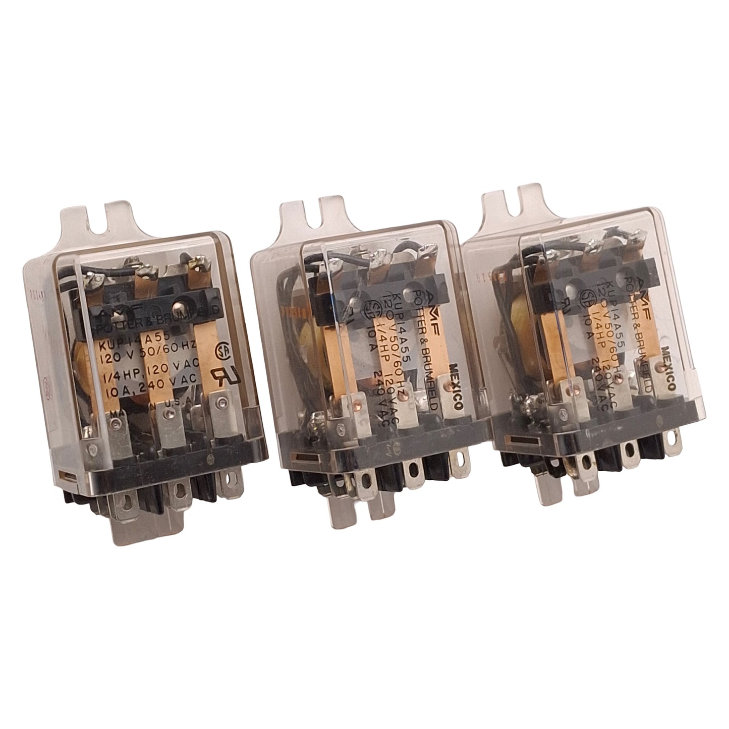Used Lot of 3 Potter & Brumfield KUP-14A55-120 General Purpose Relay 3CO, 120VAC Coil