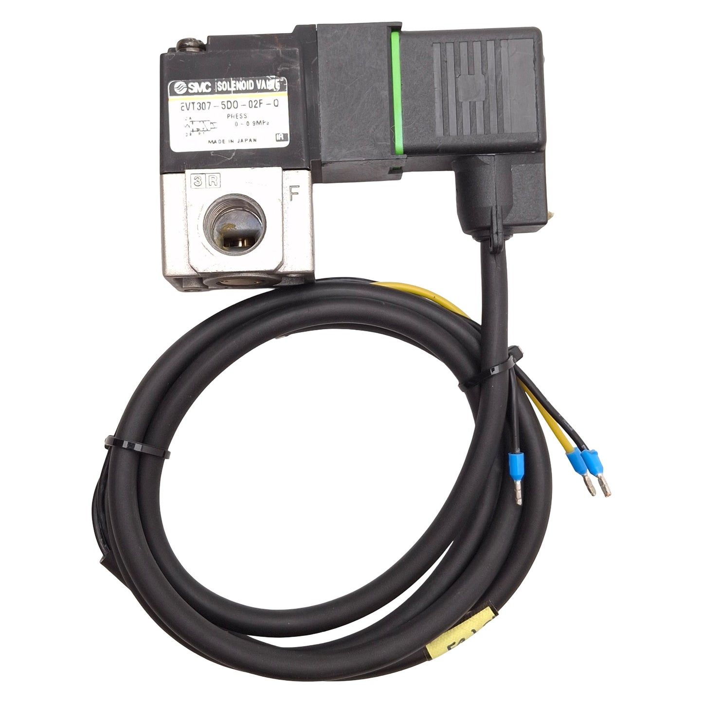 Used SMC EVT307-5DO-02F-Q Solenoid Valve, 3/2-Way, 0-0.9MPa, 1/4in NPT, 24VDC Coil