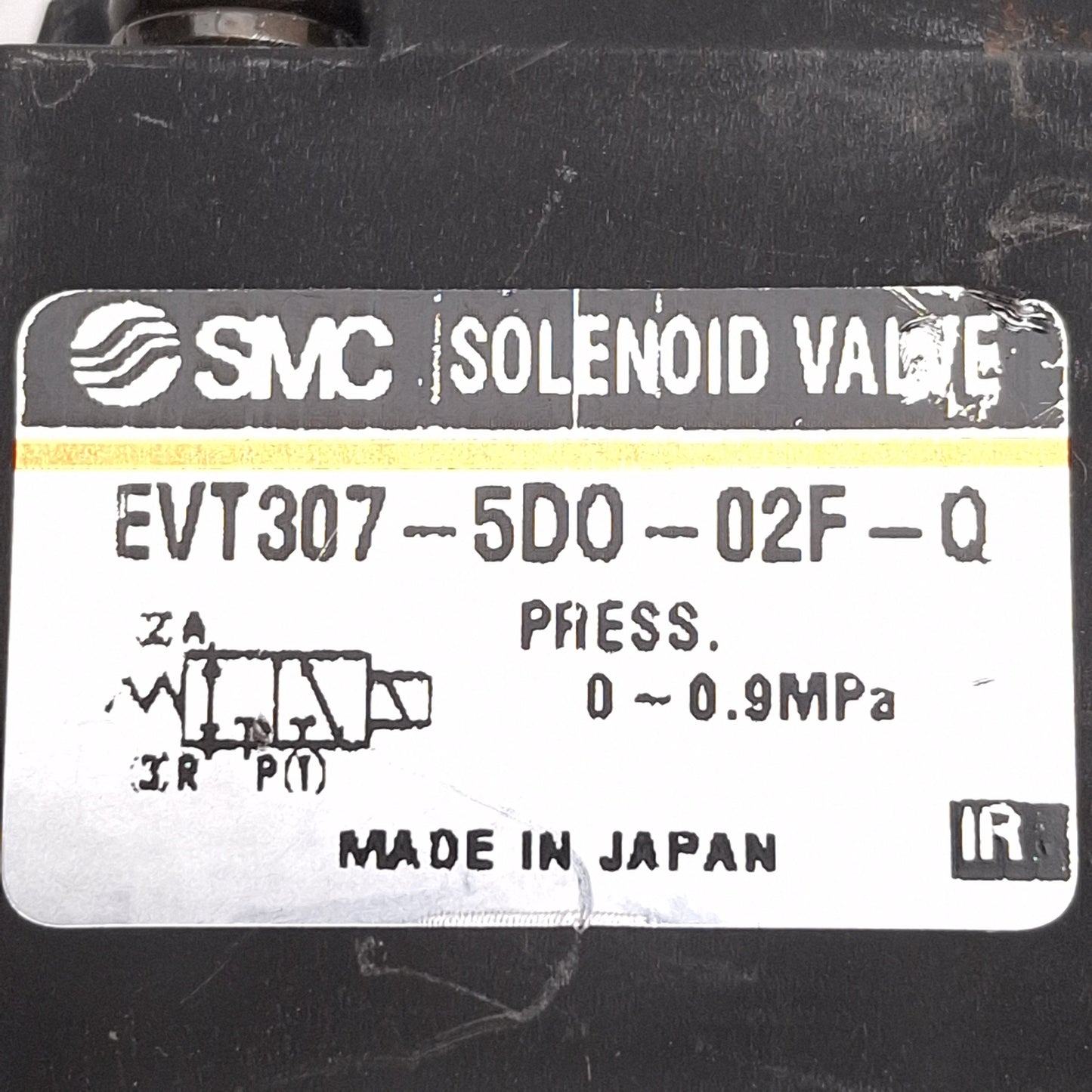 Used SMC EVT307-5DO-02F-Q Solenoid Valve, 3/2-Way, 0-0.9MPa, 1/4in NPT, 24VDC Coil