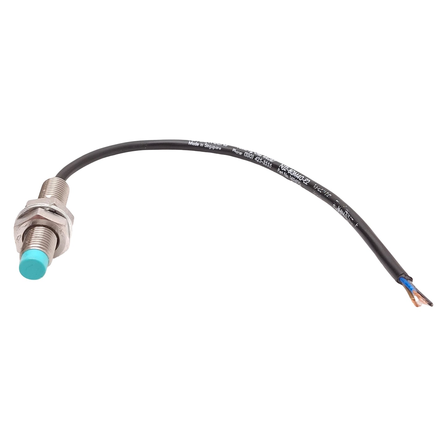 Used Pepperl Fuchs NJ2-8GM40-E2 14949S Proximity Sensor, PNP-NO, 2mm Range, 10-60VDC