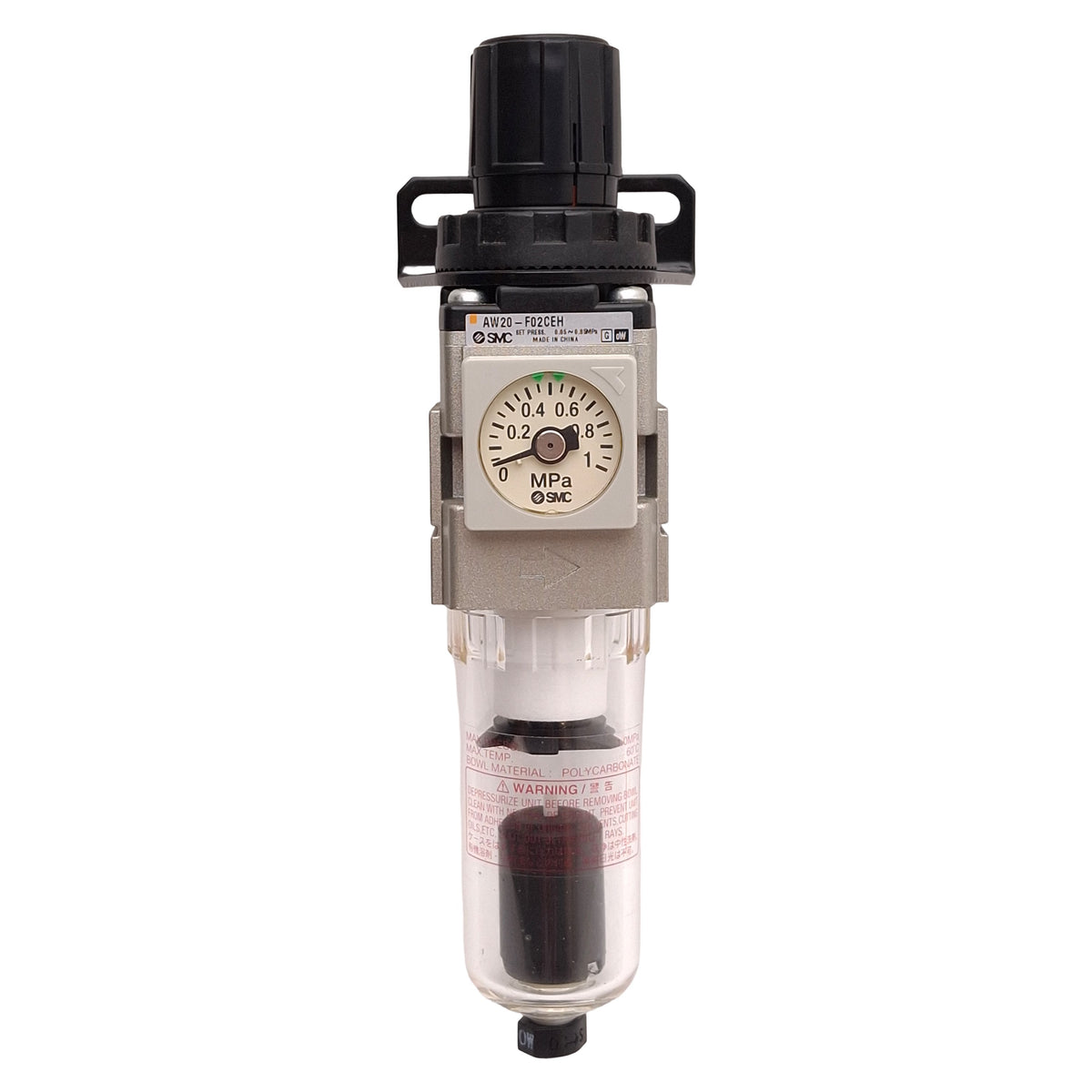Used SMC AW20-F02CEH Pneumatic Filter Regulator, 5µm, 0.05-0.85MPa Set, G1/4 Ports
