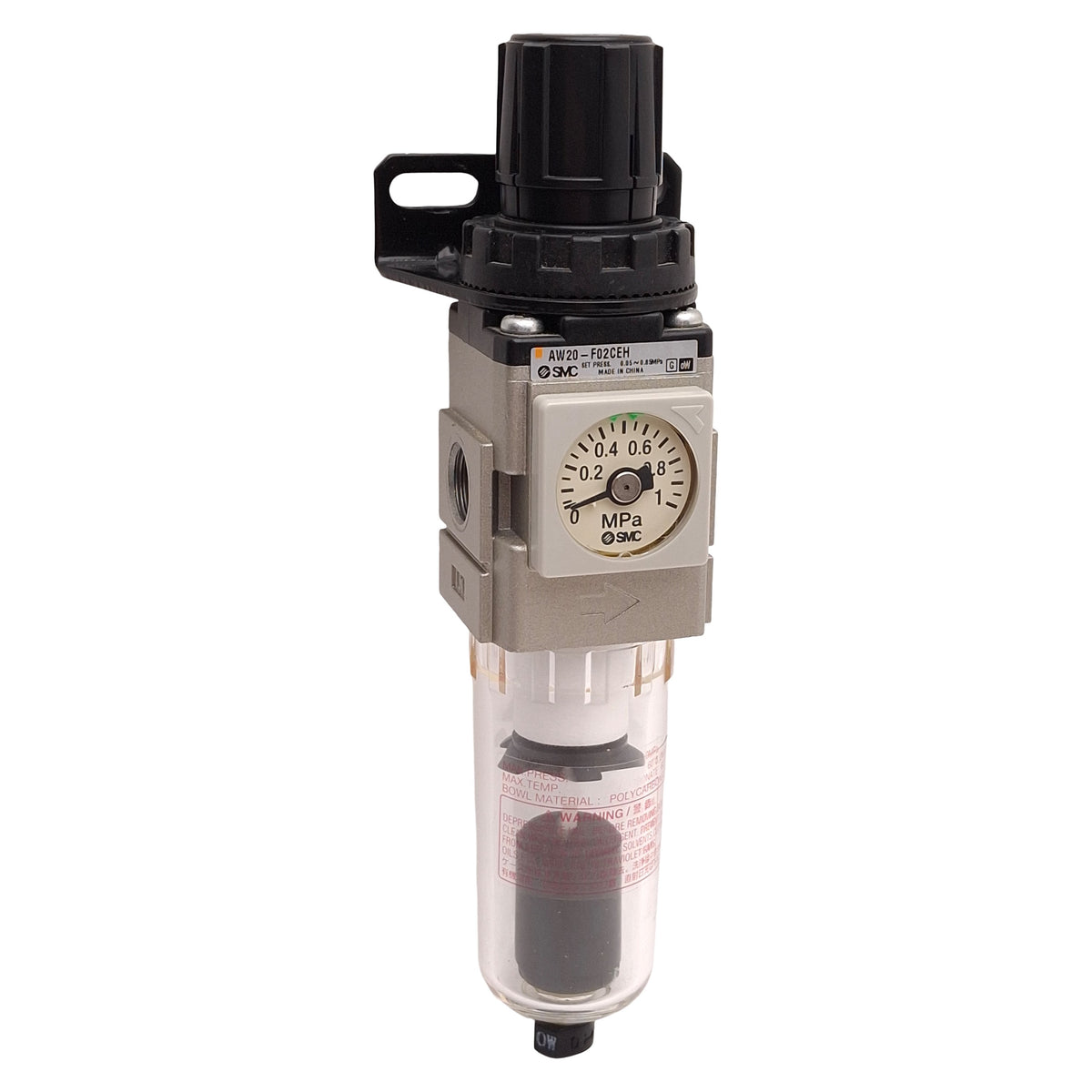 Used SMC AW20-F02CEH Pneumatic Filter Regulator, 5µm, 0.05-0.85MPa Set, G1/4 Ports