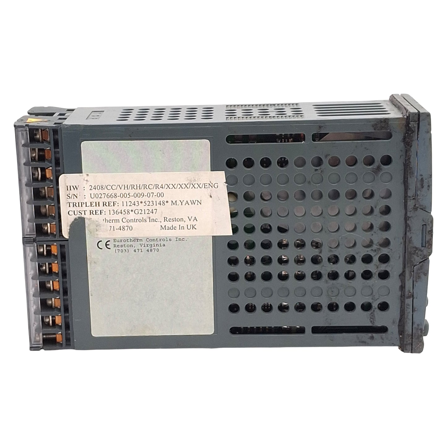 Used Eurotherm 2408/CC/VH/RH/RC/R4/XX/XX/XX/ENG PID Controller, 100-240VAC, 1/8 DIN