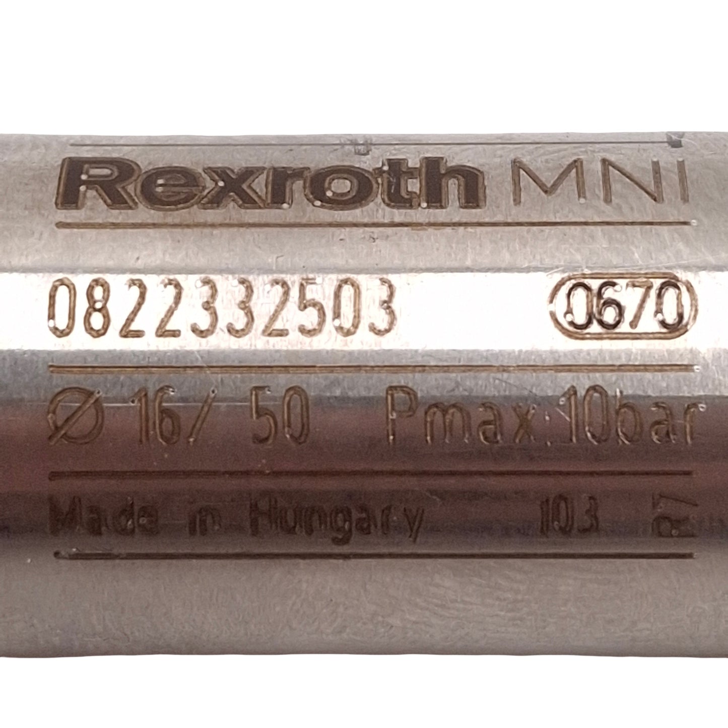 Used Rexroth 0822332503 Mini Pneumatic Cylinder, ø16mm Bore, 50mm Stroke, 10bar, M5