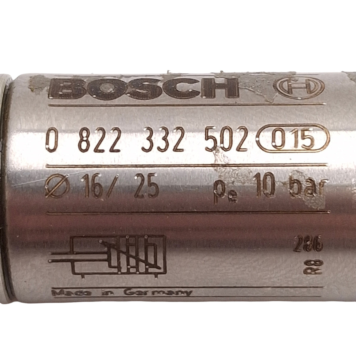 Used Rexroth 0822332502 Mini Pneumatic Cylinder, ø16mm Bore, 25mm Stroke, 10bar, M5