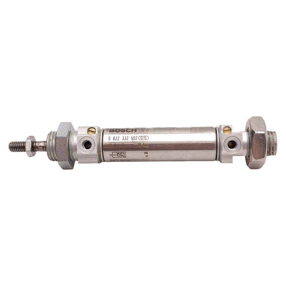 Used Rexroth 0822332502 Mini Pneumatic Cylinder, ø16mm Bore, 25mm Stroke, 10bar, M5