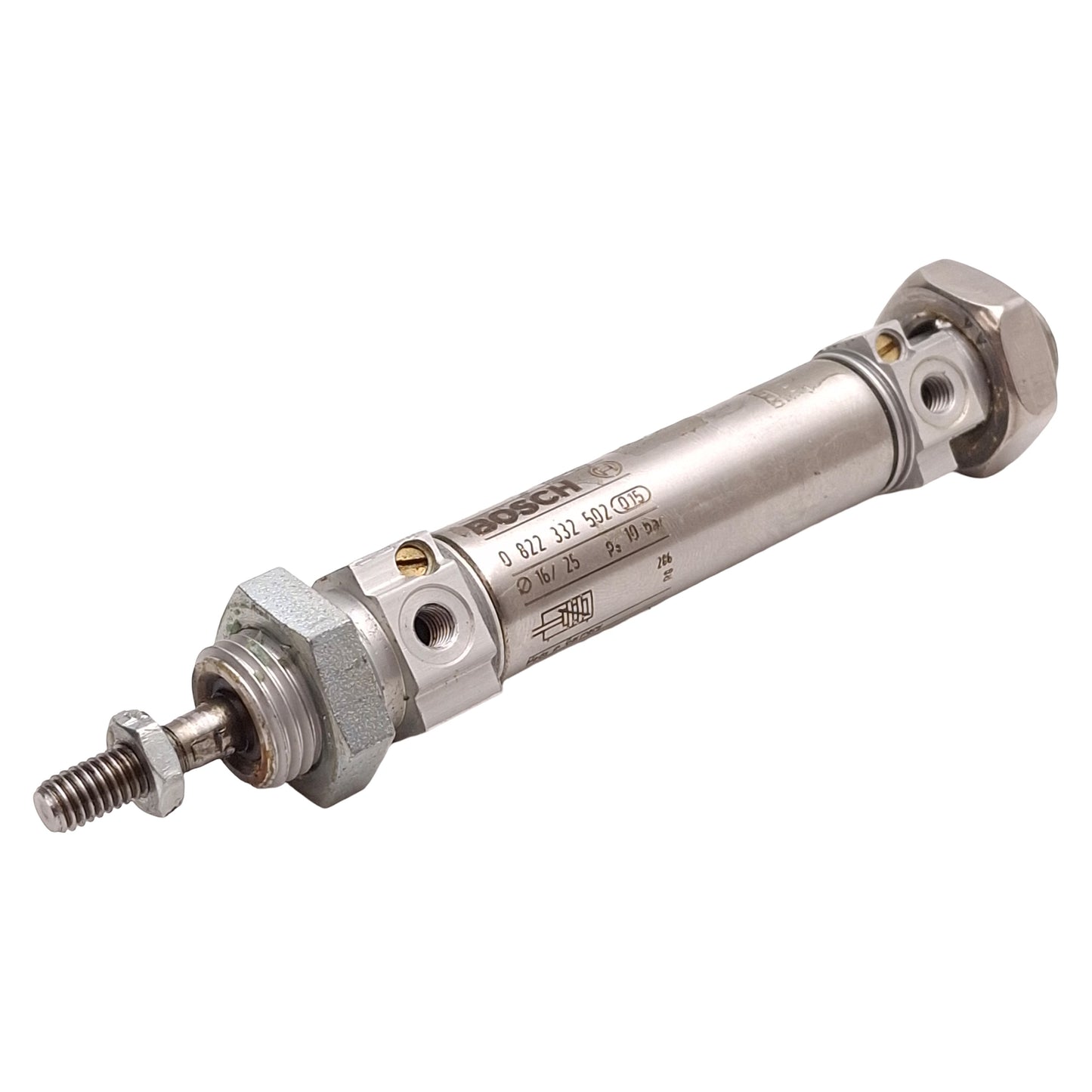 Used Rexroth 0822332502 Mini Pneumatic Cylinder, ø16mm Bore, 25mm Stroke, 10bar, M5