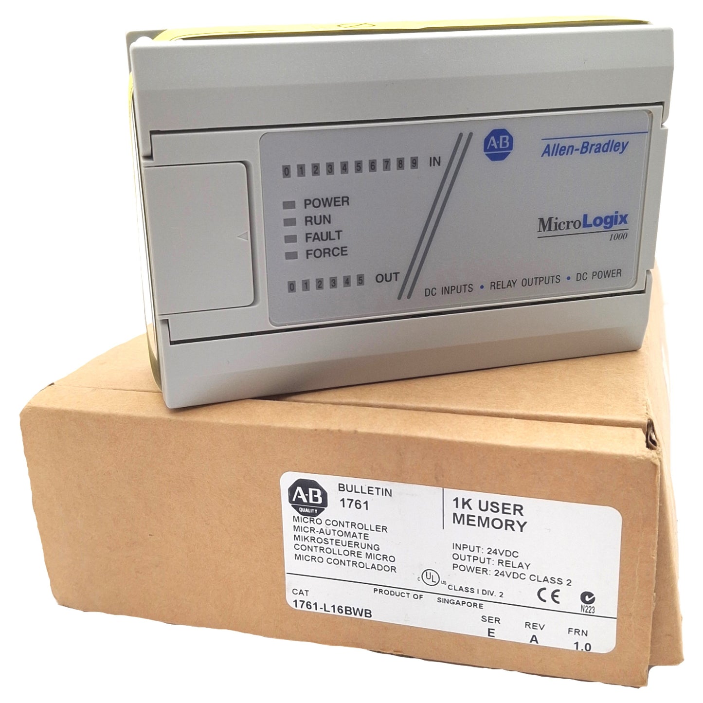 New Allen Bradley 1761-L16BWB MicroLogix1000 PLC 16 Relay Outputs, 6DC Inputs, 24VDC