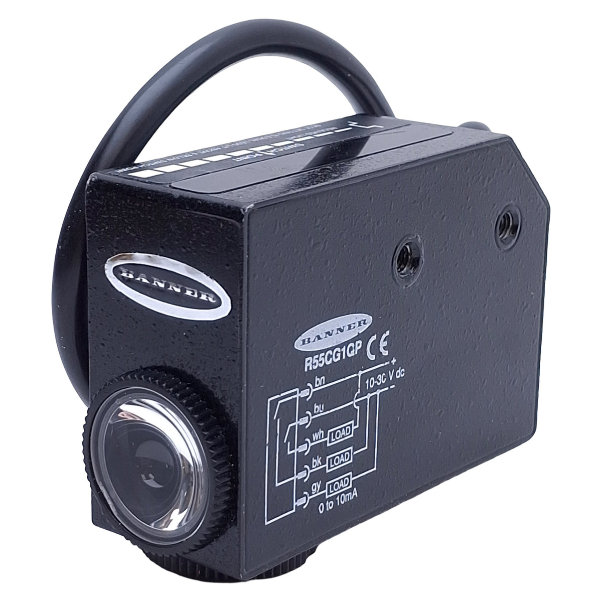 New – Open box Banner R55CG1QP Color Mark Sensor NPN/PNP, 10-30VDC, 10mm Focus, 5-Pin QD Male
