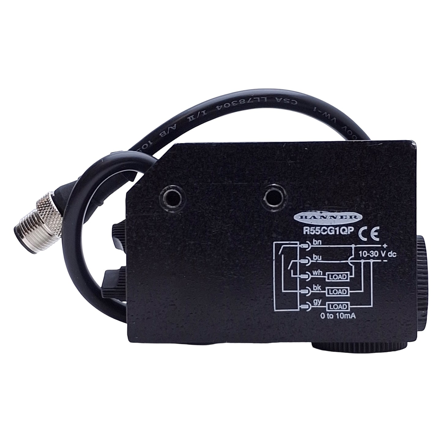 New – Open box Banner R55CG1QP Color Mark Sensor NPN/PNP, 10-30VDC, 10mm Focus, 5-Pin QD Male