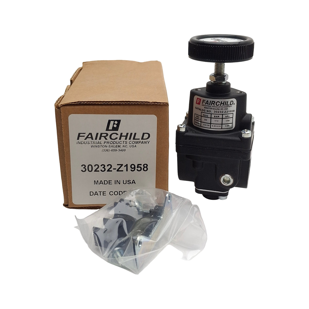 New Fairchild 30232-Z1958 Precision Regulator 1/4in NPT, 0.5-30psig Set Range