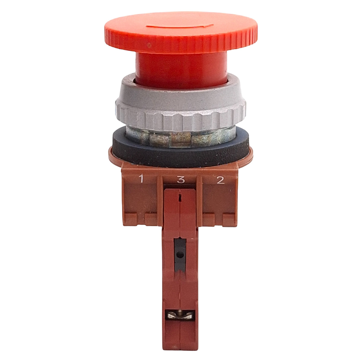 Used Siemens 3SB1400-0C Red Mushroom Pushbutton, Twist-Release, 1NC, 10A 660VAC