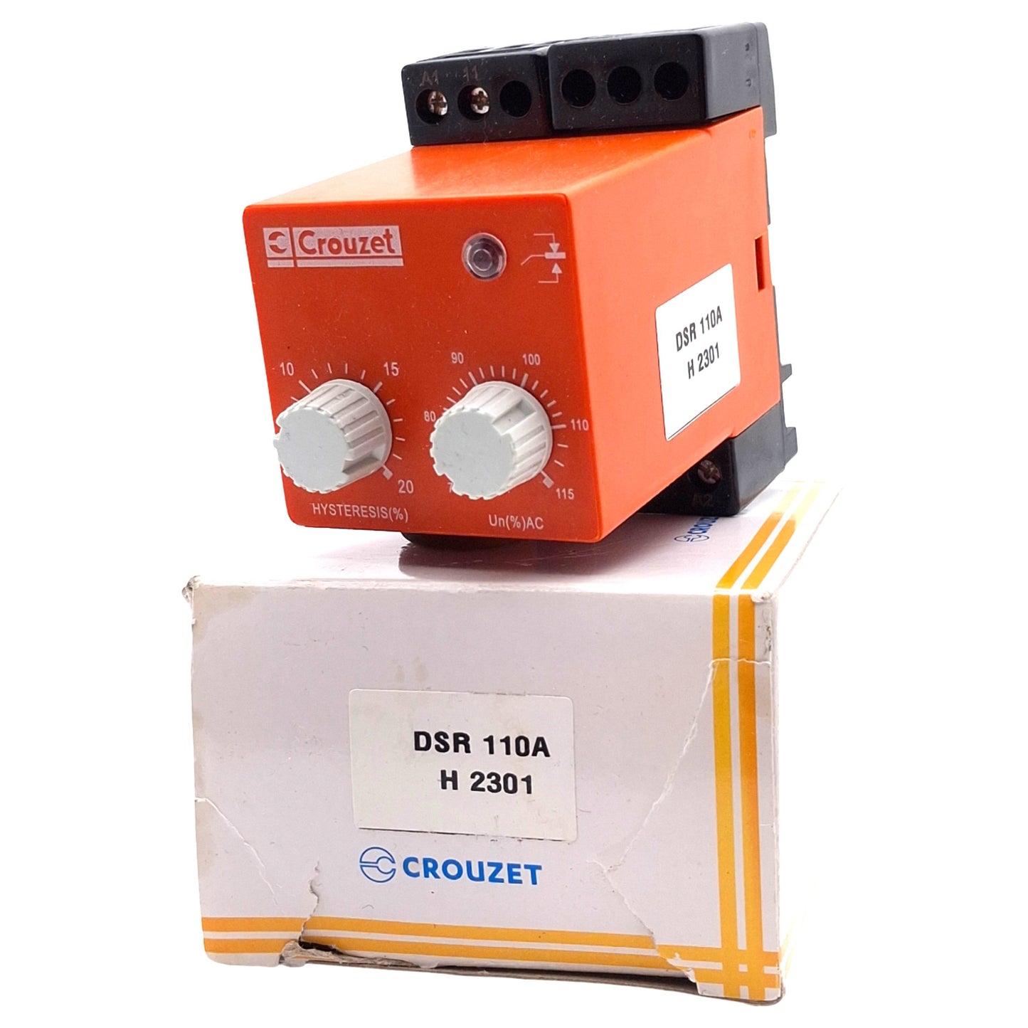 New Crouzet DSR110A Under Voltage Relay, SPDT, 110VAC In, 250VAC 10A Out, DIN Rail