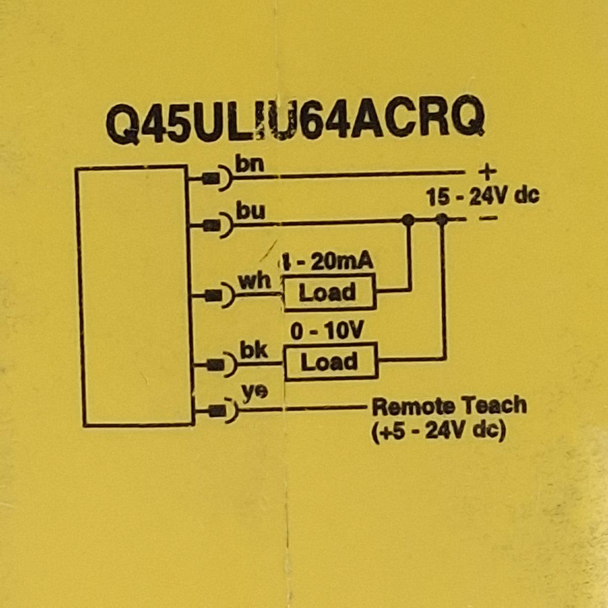 Used Banner Q45ULIU64ACRQ Ultrasonic Sensor 1.4m Range, 15-24VDC, 5-Pin 7/8in-16UNF