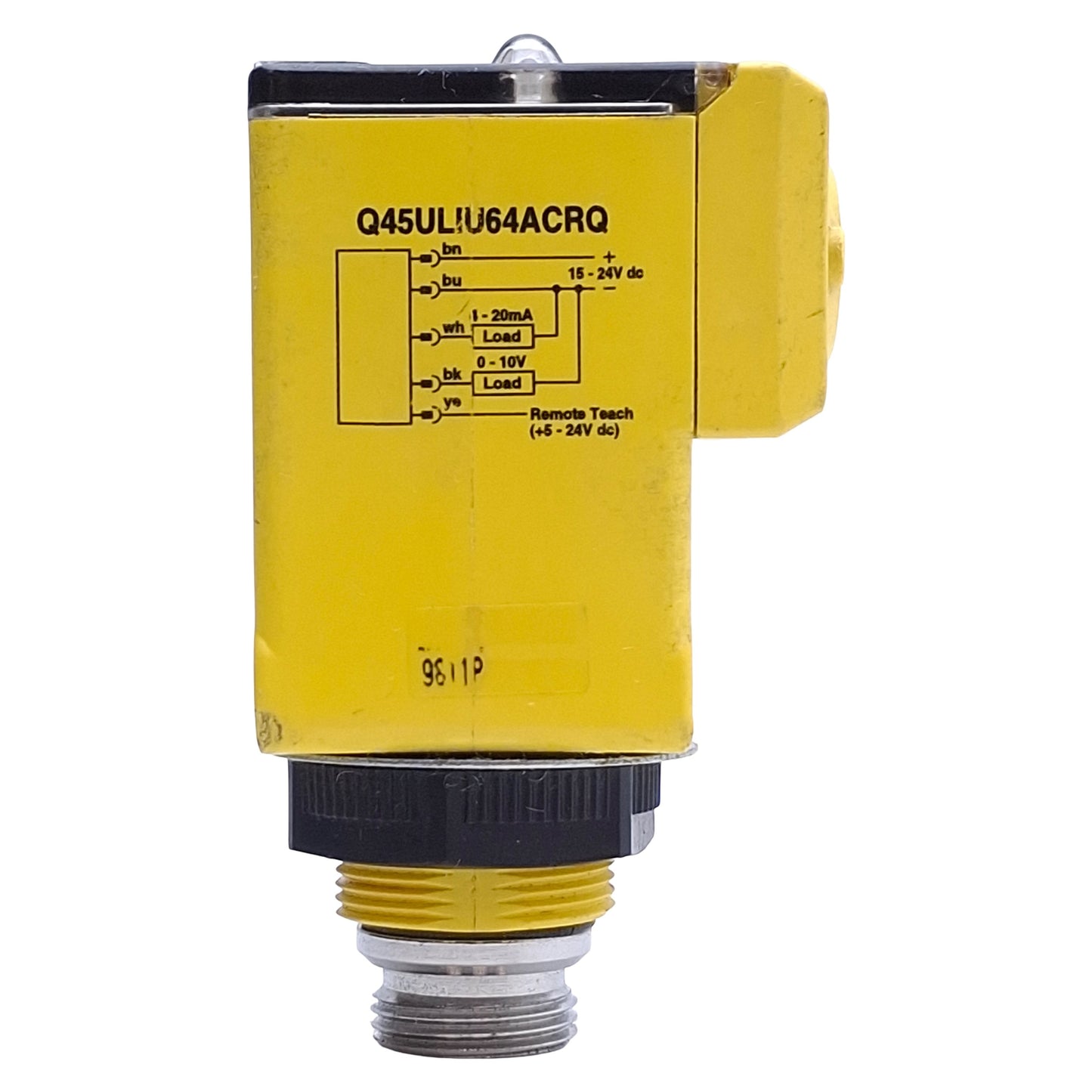 Used Banner Q45ULIU64ACRQ Ultrasonic Sensor 1.4m Range, 15-24VDC, 5-Pin 7/8in-16UNF