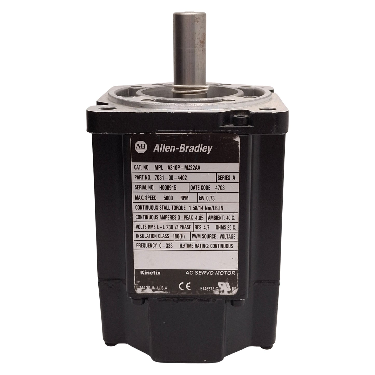 New Allen Bradley MPL-A310P-MJ22AA Servo Motor, 0.73kW 230VAC, 1024 sin/cos, ø100mm