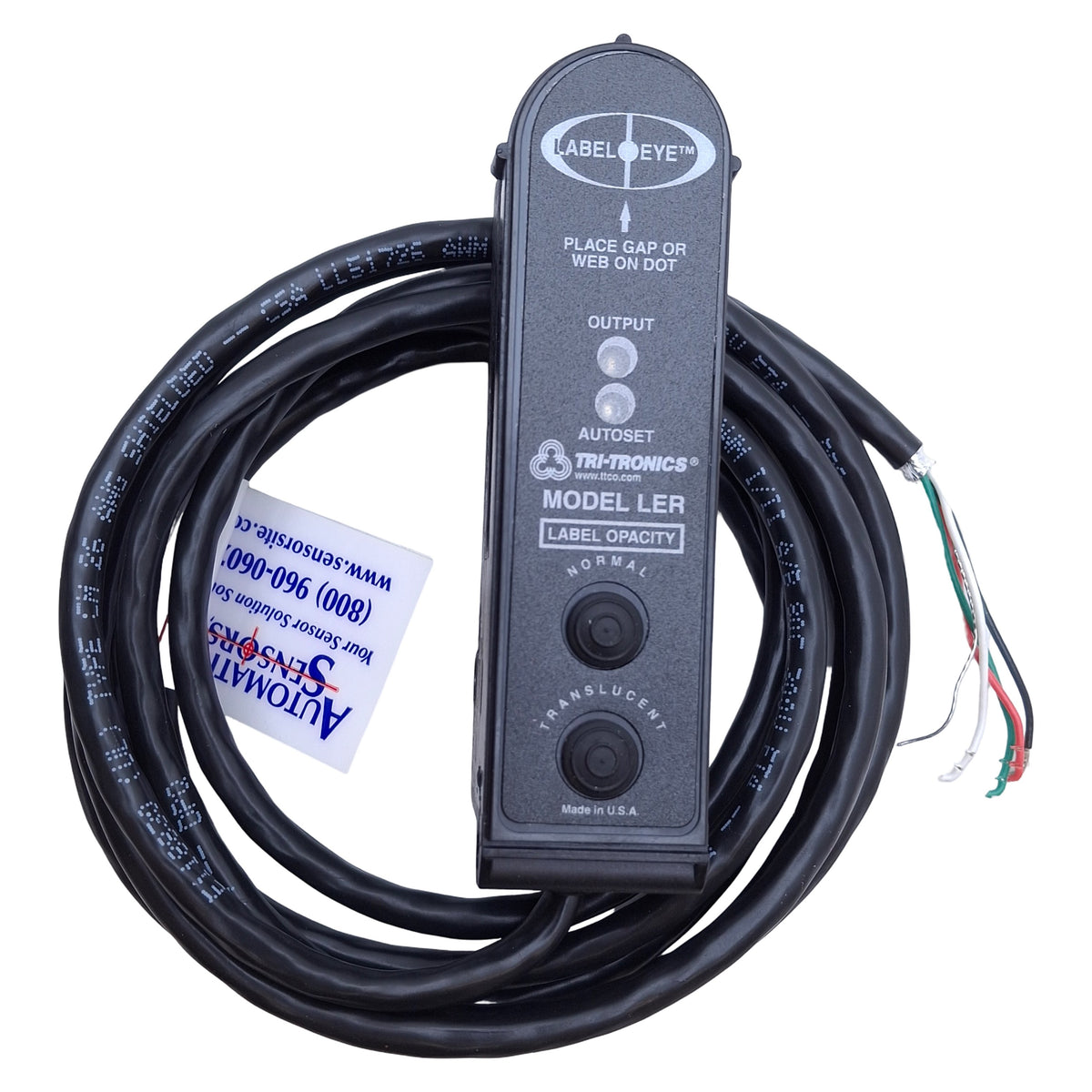 New Tri-Tronics 19625 LER Label Sensor NPN/PNP, Red LED, 23.53mm, 10-30VDC, 6ft