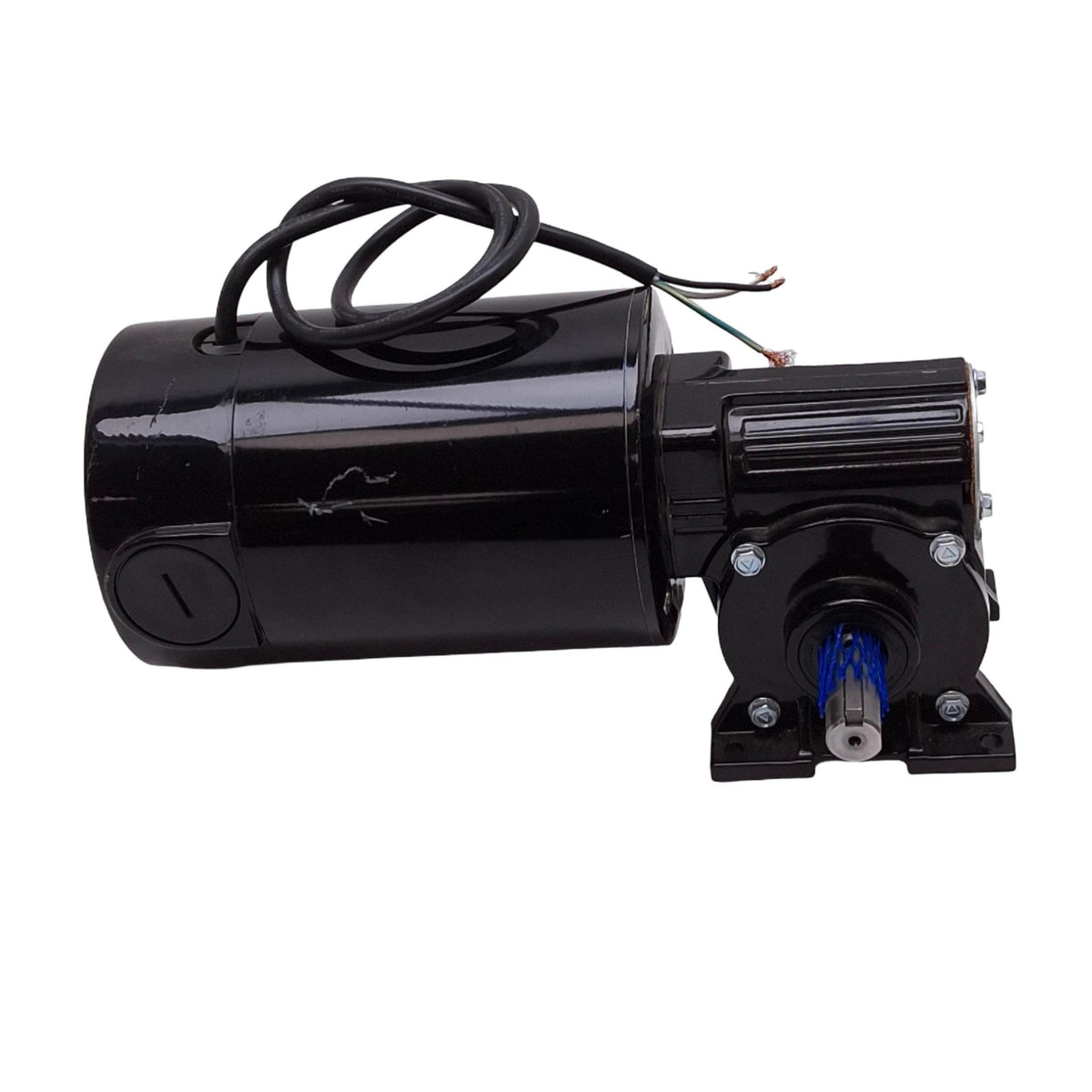 Used Bodine 42A5BEPM-5N Right Angle Gearmotor, 90/130VDC, 20:1, 125rpm 83lb-in Max
