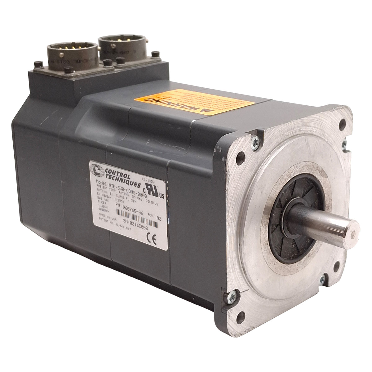 New – Open box Control Techniques NTE-330-CONS-0000 Servo Motor, 1.49kW, 3Ø 240VAC, NEMA 34