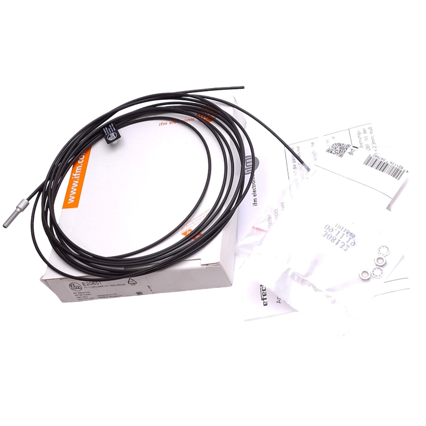 New IFM E20651 Fiber Optic Diffuse Reflection Sensor, M4 Thread, 2m Length