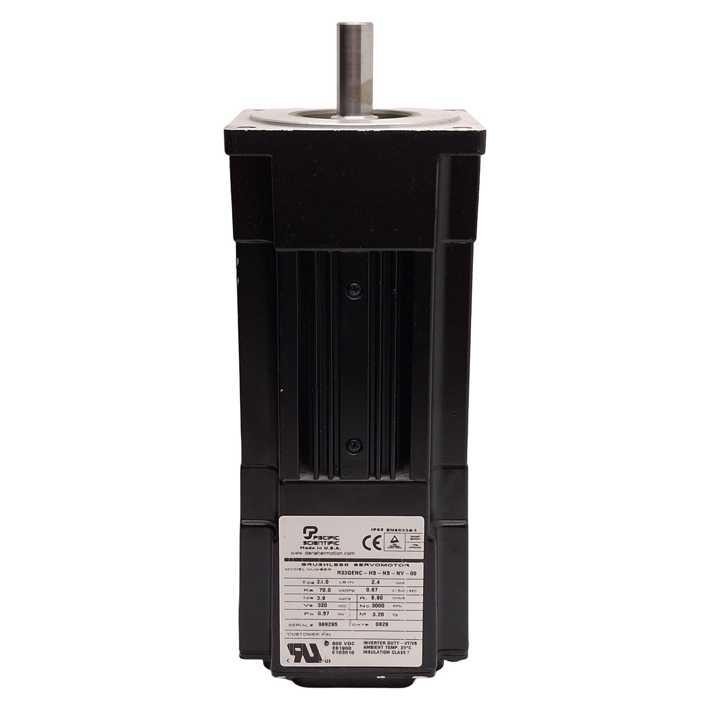 Used Pacific Scientific R33GENC-HS-NS-NV-00 Servo Motor, 0.57kW, 320VDC, NEMA 34