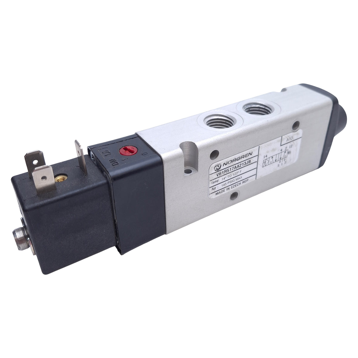 New Norgren V61R517AA213JB Solenoid Valve, 1/4in NPT, 5/2-Way, 145psi, 24VDC Coil