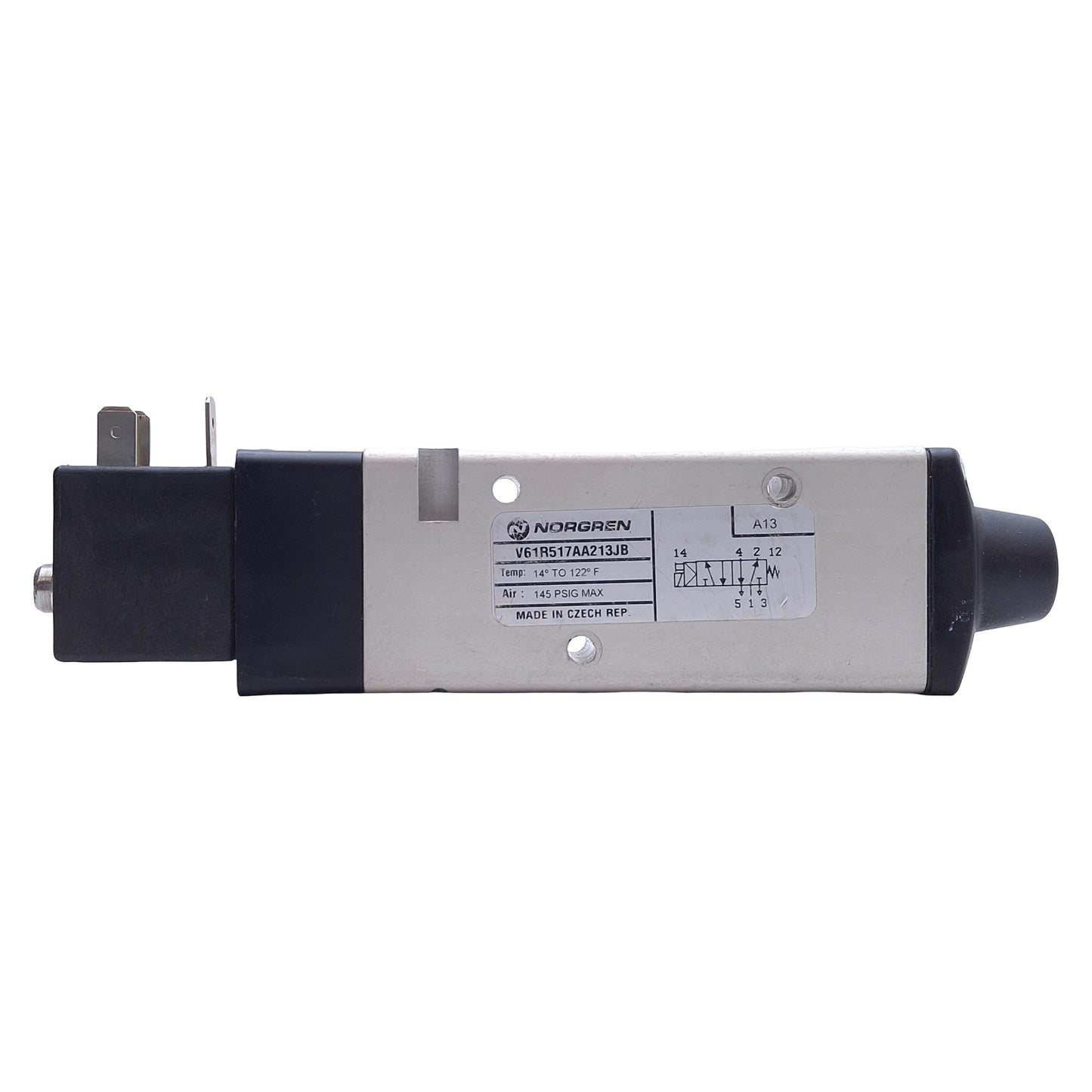 New Norgren V61R517AA213JB Solenoid Valve, 1/4in NPT, 5/2-Way, 145psi, 24VDC Coil