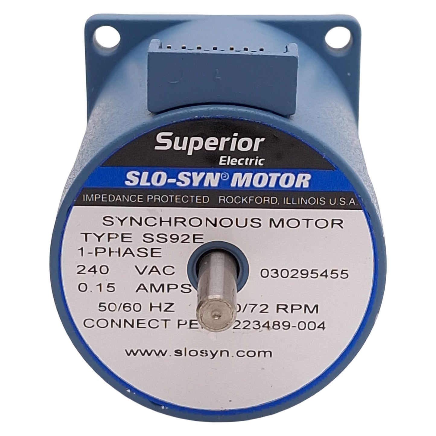 New Superior Electric SS92E SLO-SYN Stepper Motor, 240VAC 0.15A, 72rpm, NEMA 23