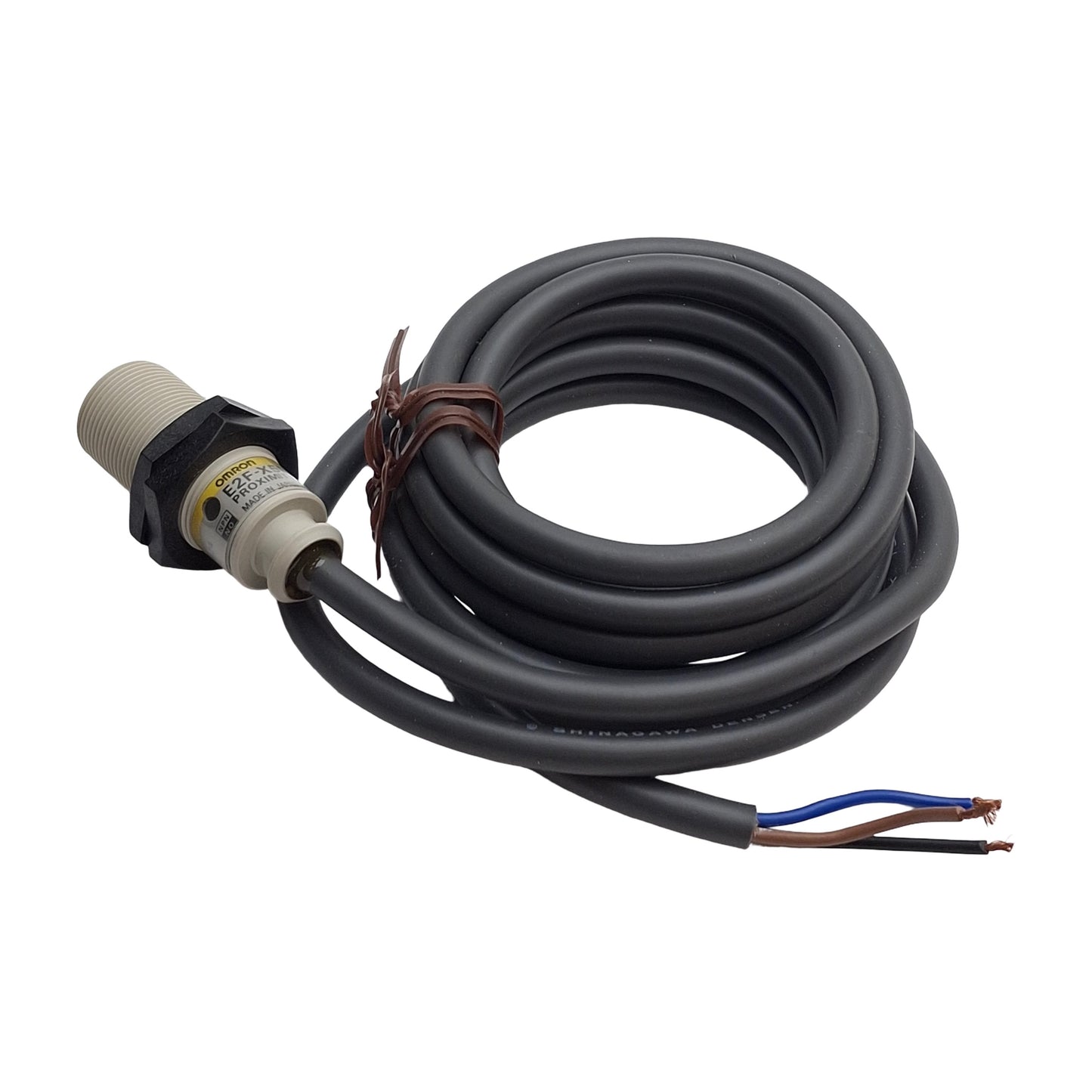 New – Open box Omron E2F-X5E1 Proximity Sensor, 5mm SN, 10-30VDC, NPN NO, 2 Meter Cable, M18