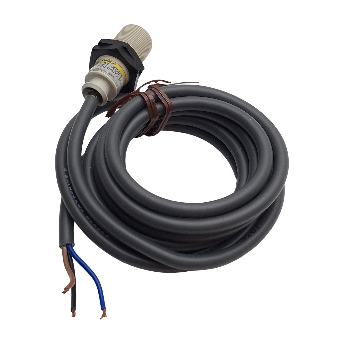 New – Open box Omron E2F-X5E1 Proximity Sensor, 5mm SN, 10-30VDC, NPN NO, 2 Meter Cable, M18