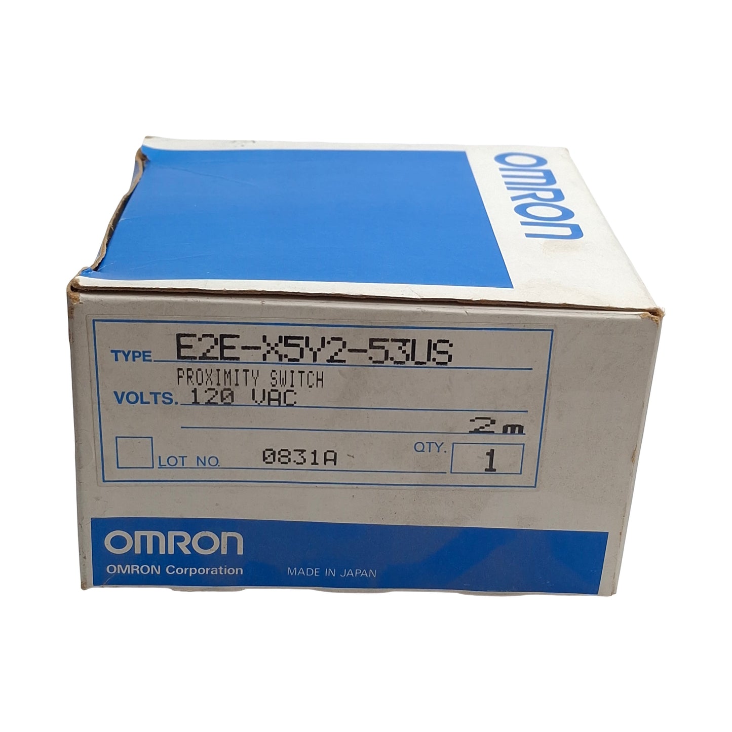 New Omron E2E-X5Y2-53US Proximity Sensor NC, 5mm Range, 120VAC, M18 Barrel, 2-Wire