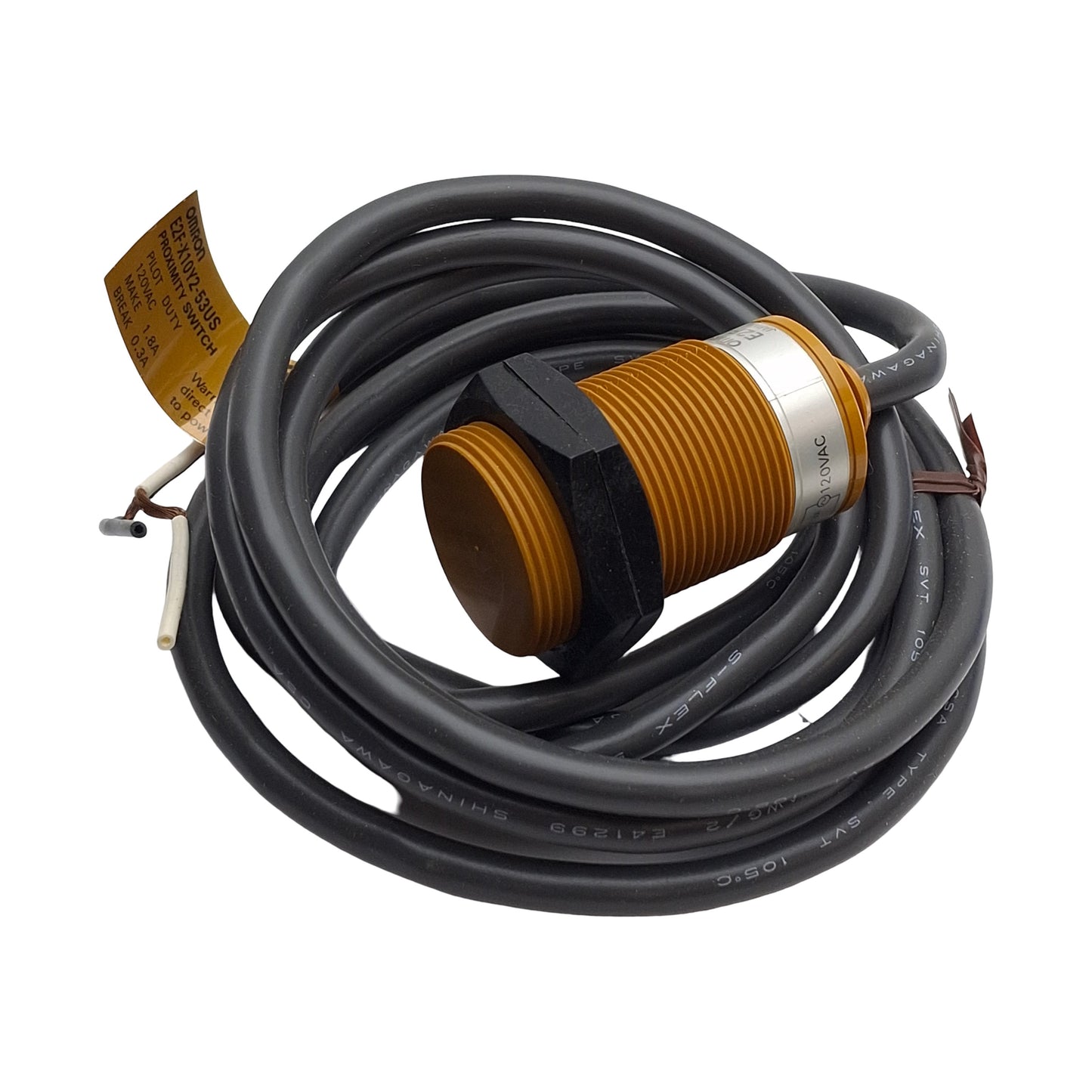 New Omron E2F-X10Y2-53US Proximity Sensor 10mm SN, 2-Wire NC Output, 100-120VAC, M30